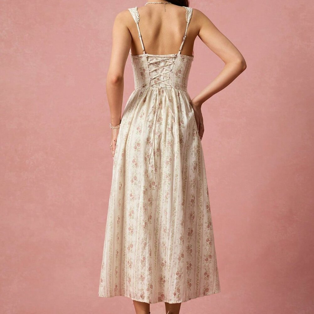 Cream Elegant Women's Romantic Maxi Dress - Picture 2 of 8